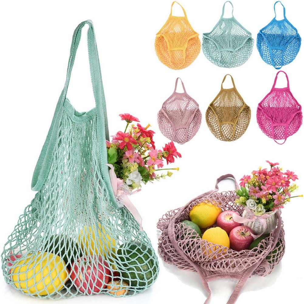 2021 Mesh Net Shopping Bag Long Handle Shoulder Bag Reusable Fruit