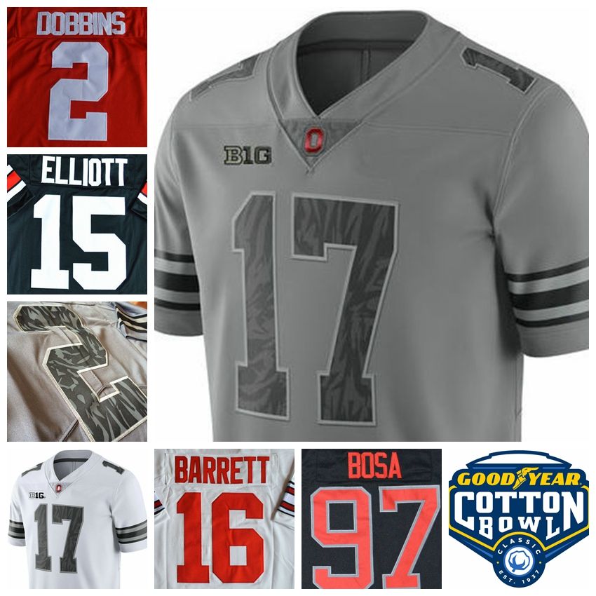 2019 Gray Ohio State Buckeyes Jersey 2 JK Dobbins 16 JT Barrett 97 Nick
