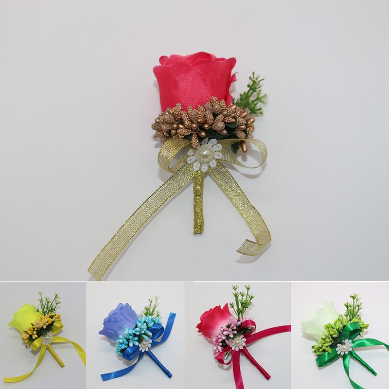 2019 Handmade Prom Boutonnieres Pin Rose Artificial ...