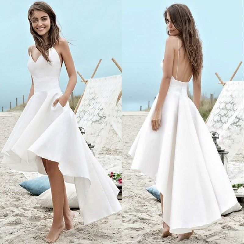 Discount Simple Summer Beach Wedding Dresses 2019 A Line Boho Bridal