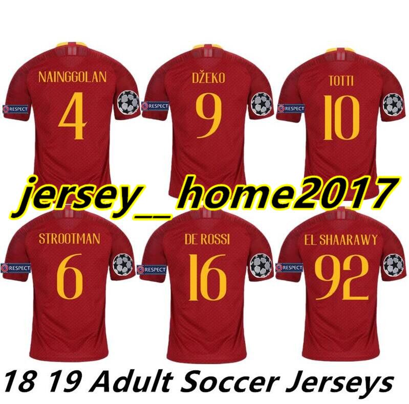 2019 2018 2019 Rome Home Away Third Soccer Jerseys Totti Dzeko Nainggolan Futbol Camisa As