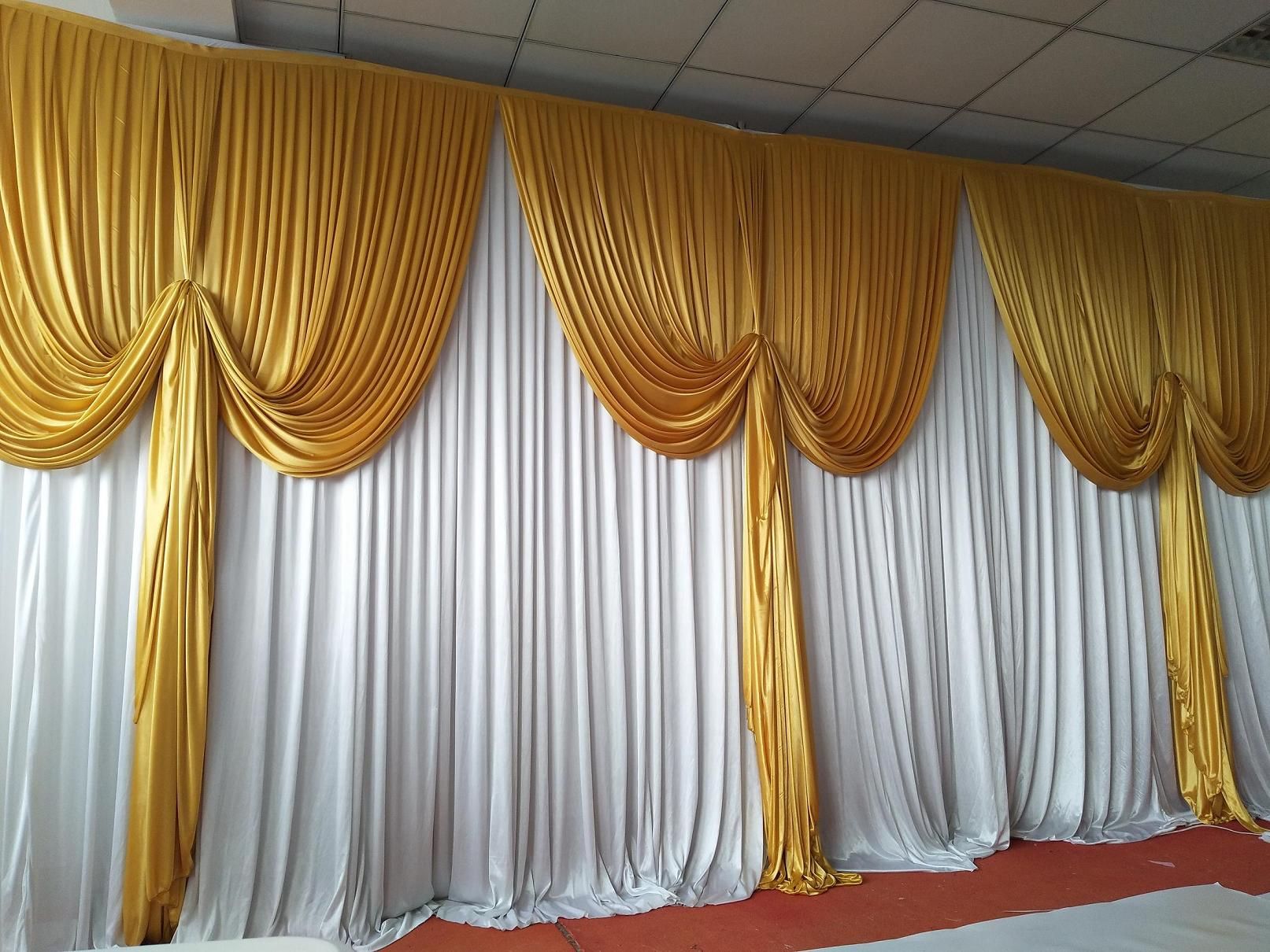 Compre 3 M 6 M Cor De Ouro Gelo Seda Nica Frente Cortina De Ouro Compre 3 M 6 M Cor De Ouro Gelo Seda Nica Frente Cortina De Ouro