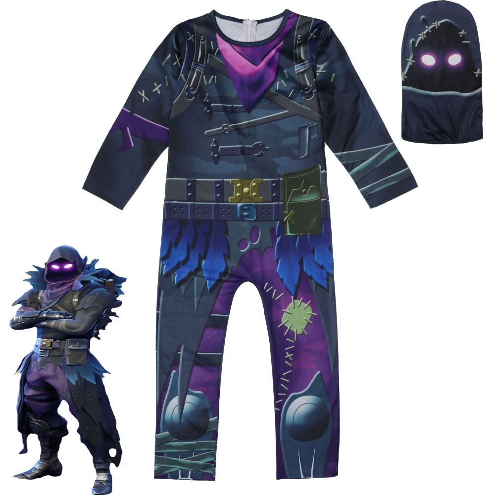 acquista unisex cosplay gioco fortnite raven costume di halloween bambini festa di carnevale di natale bambini tute pagliaccetti set a 41 21 dal michalle - costume di carnevale fortnite bambino