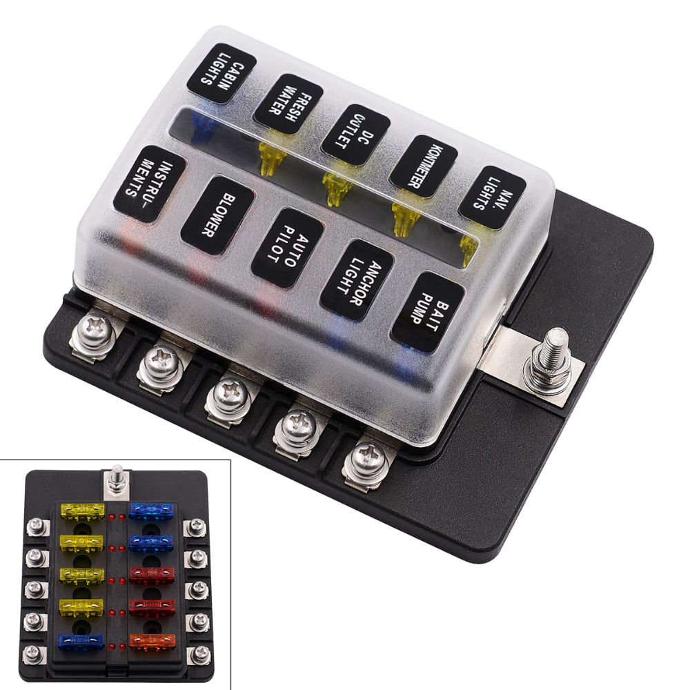 Auto Replacement Parts Fuses Max 32V Plastic Cover 10 Way Blade Fuse Box Holder M5 Stud With LED Indicator For Auto Car Find Used Auto Parts Finding Car ...