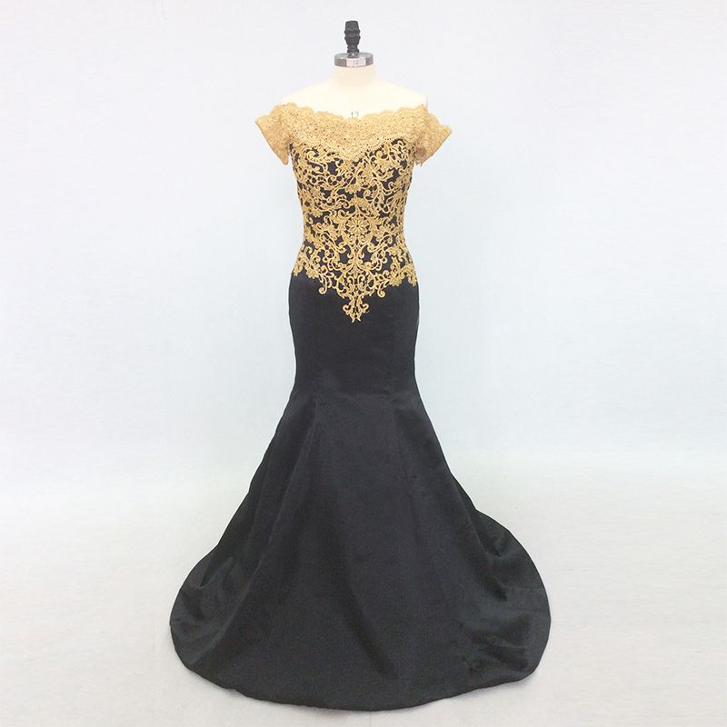 black and gold gown designs
