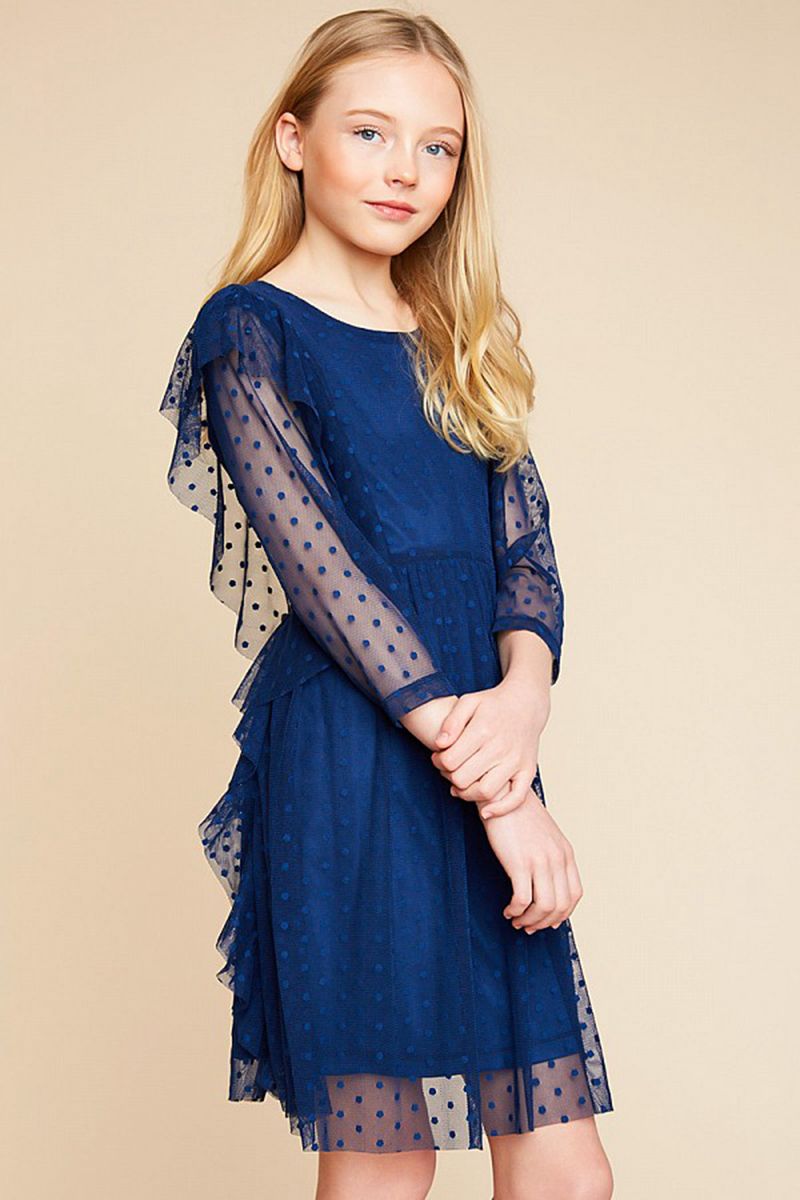 Juniors long sleeve denim dress girls dress