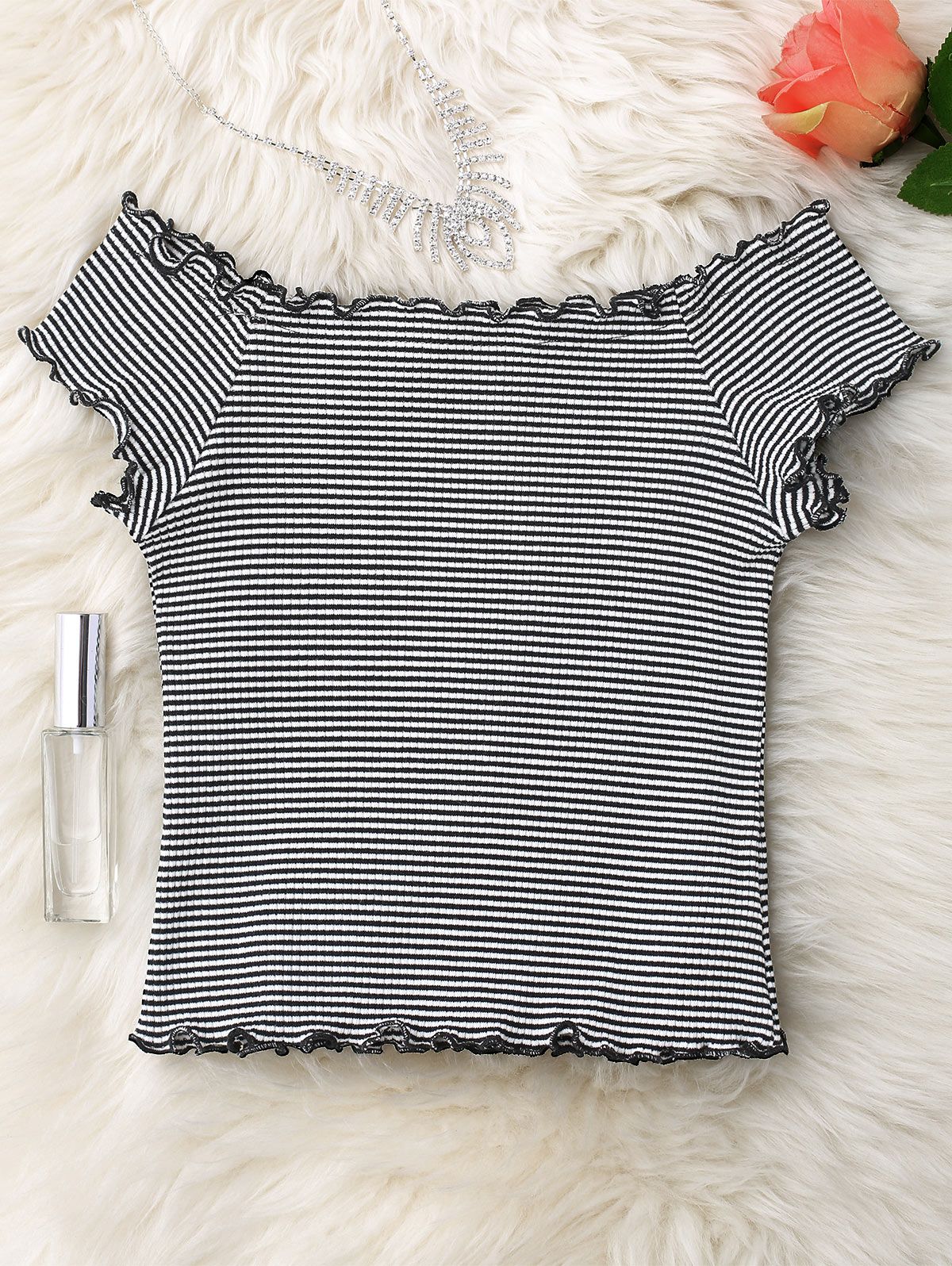 Compre ZAFUL Off The Shoulder Mujeres De Punto Top Con Volantes De Rayas  Acanalado Crop Top Diseño Corto Tops De Algodón Moda Otoño Invierno Ropa A  20,29 € Del Biosmall | Es.Dhgate.Com