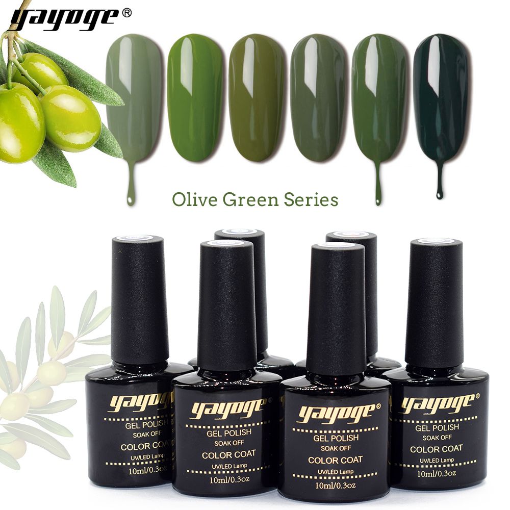 Yayoge Gel Nail Polish Olive Green Set Soak Off Led Uv Gel Varnish