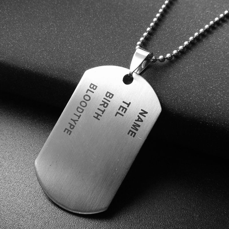 Whole Army Tag Badge Name Dog Pendant Man Chain Whole Army Tag Badge Name Dog Pendant Man Chain Necklace Silver Color Stainless Steel Charm Men Simple Jewelry Gift Lockets Fashion