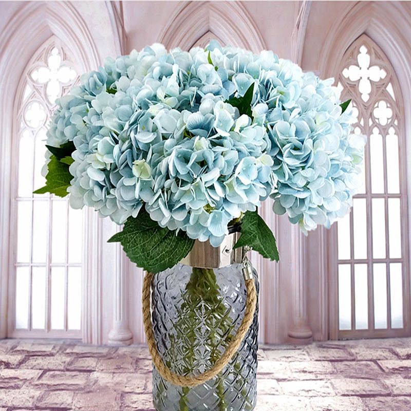 2019 Artificial Flowers Cheap Silk Hydrangea Bride Bouquet Wedding