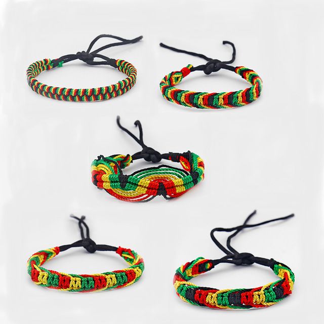 Mixed Rasta Friendship Bracelet WRISTBAND Cotton Silk Reggae Jamaica