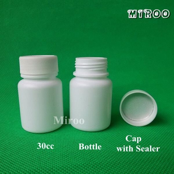 30cc Small Hdpe Empty Pharmaceutical Pill Bottles White Plastic Capsules Container 100 2pcs Lot
