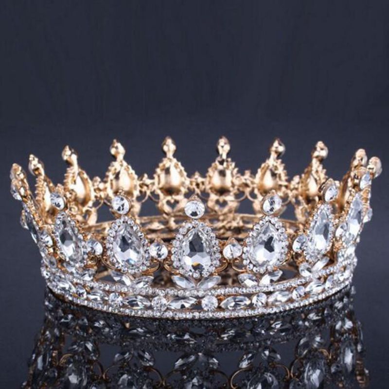 2020 Vintage Baroque Queen King Bride Tiara Crown For Women Headdress ...