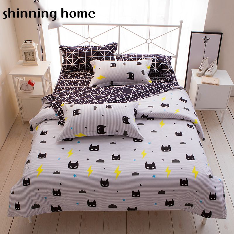 Batman Black White Color Cartoon Bedding Set Duvet Cover Bed Sheet Batman Black White Color Cartoon Bedding Set Duvet Cover Bed Sheet Bedclothes Twin Full Queen King Size Beddings For Kids