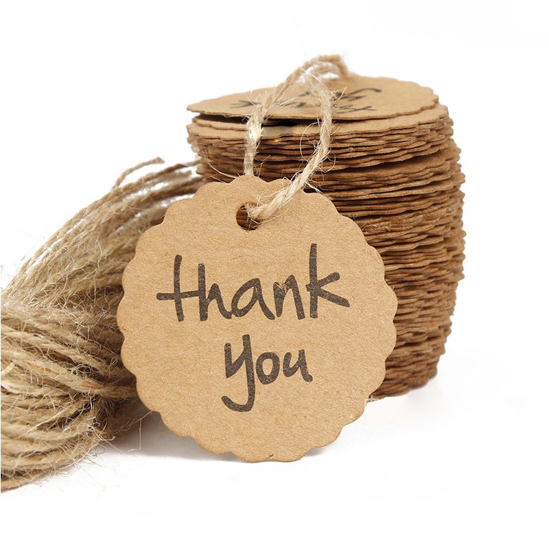 2020 Kraft Paper Thank You Tag 4cm Round Wishing Bottle Card Hang Gift