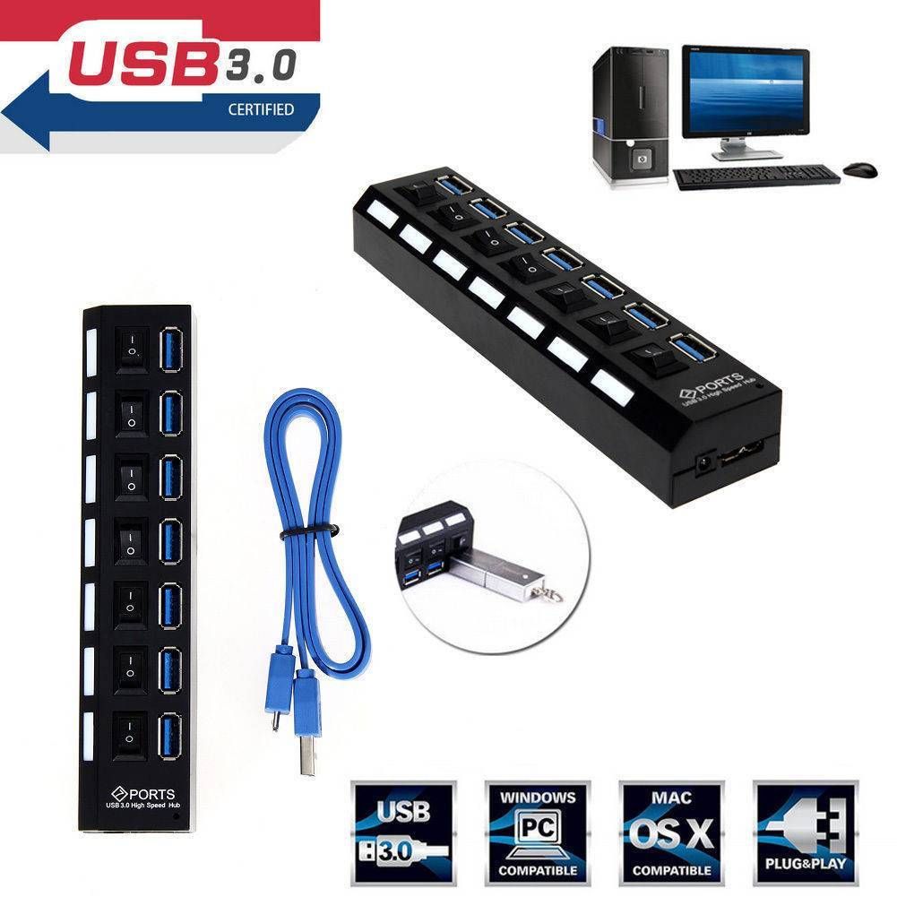 Acheter Hub USB 7 Ports Hub 3.0 Commutateurs Marche / Arrêt Adaptateur
