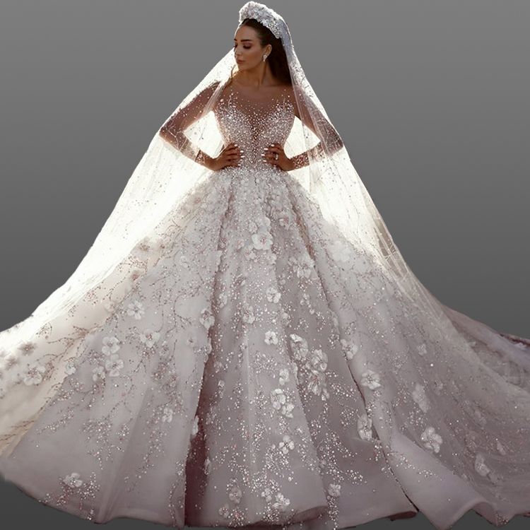 beaded illusion bodice ball gown wedding dress