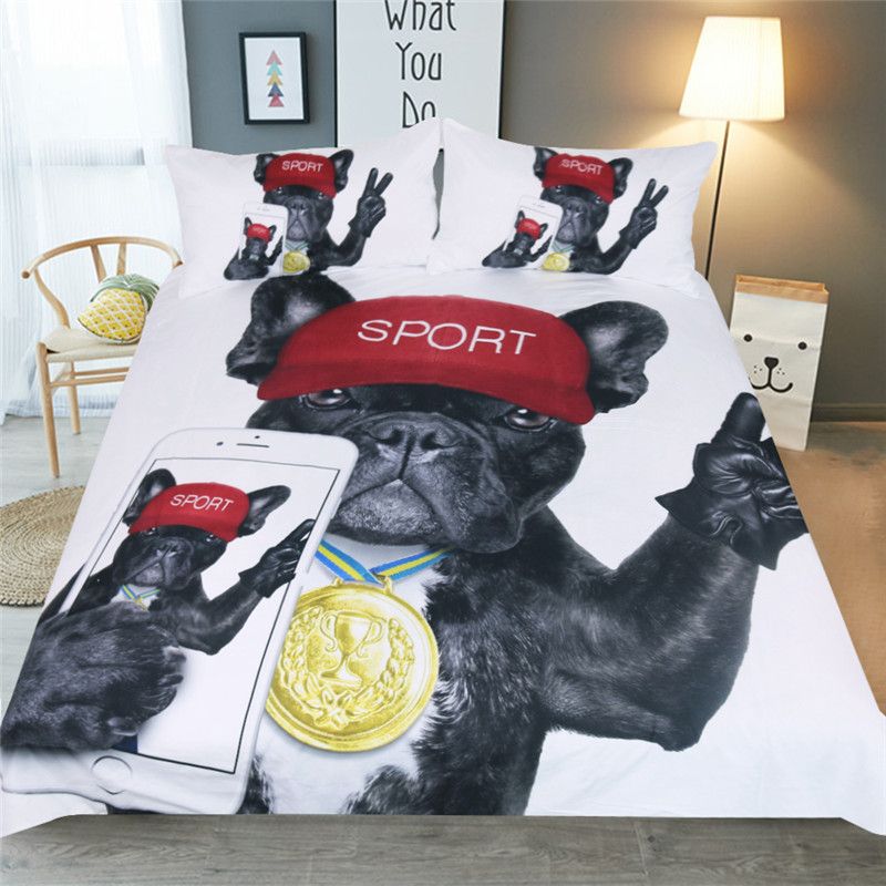 Fanaijia Dog Bedding Set 3d Animal Cartoon Bed For Kids Cute Print Duvet Cover Home Bedclothes