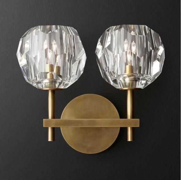 American Post Modern Rh Loft Led G4 Chandelier Living Room Copper Lighting Foyer Crystal Lampshades Suspend Lamp