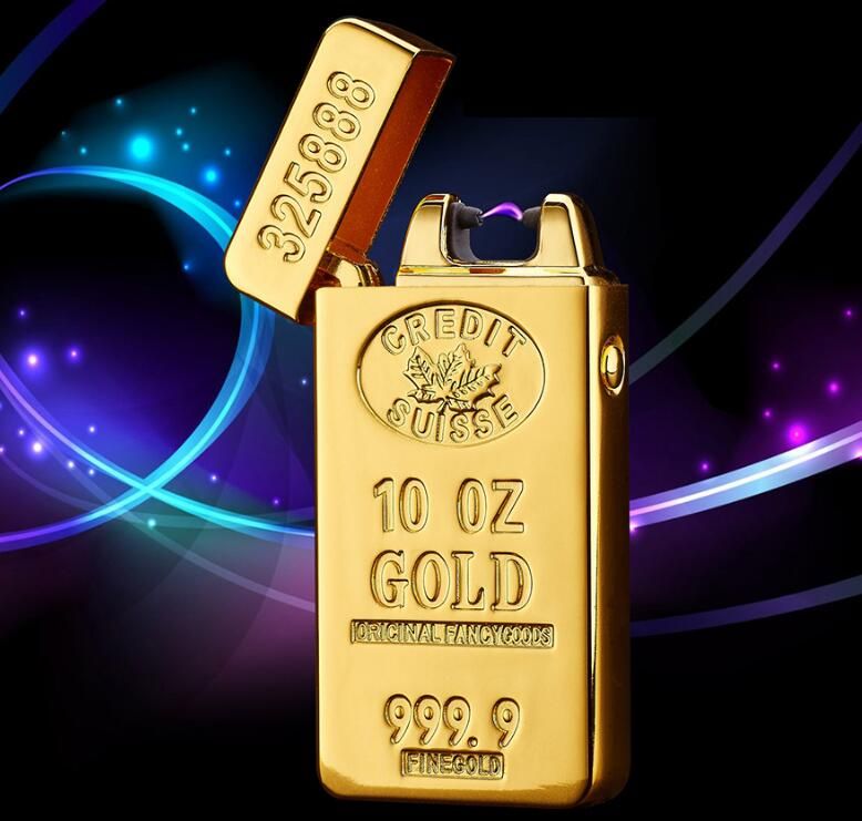 2020 Classic Gold Bars Electric Pulse Arc Lighter USB Charging