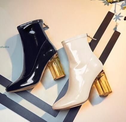 Women Patent Leather Ankle Boots 