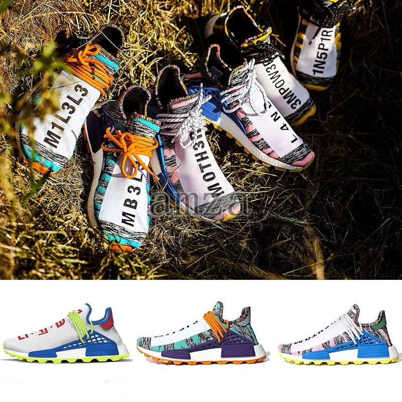 2018 Human Race Creme X NERD Solar PacK Running Shoes Pharrell Williams Afro Hu Trail Equality 
