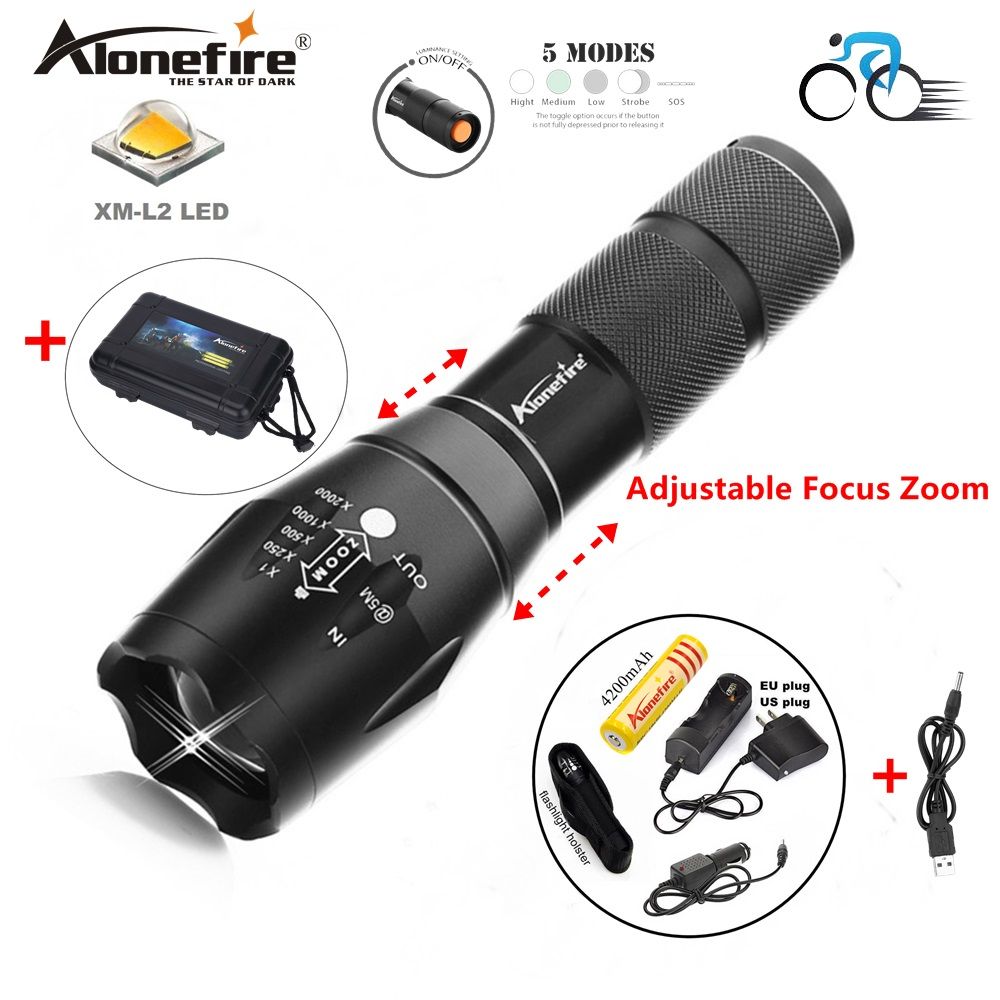 alonefire e17 g700 cree xm l2 5000lm bicycle zoomable cree led