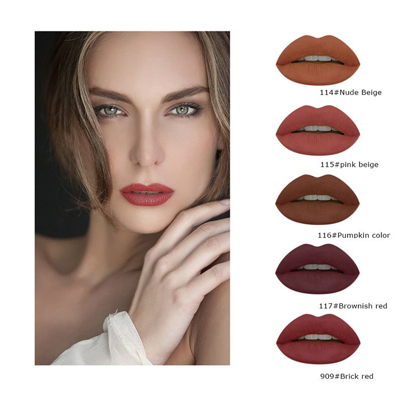 Acheter Dhl 5 Couleur Sexy Lipgloss Pumpkin Color Series Liquide Mat Liquide Rouge à Lèvres Ensemble Nude Marron Chocolat Rose Ki Imperméable à Leau