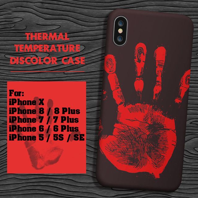 thermosensitive color change magical pu fingerprint sensing thermal sensor heat sensitive cover case for iphone xs max xr x 8 plus 7 6 6s 5 iphone color change