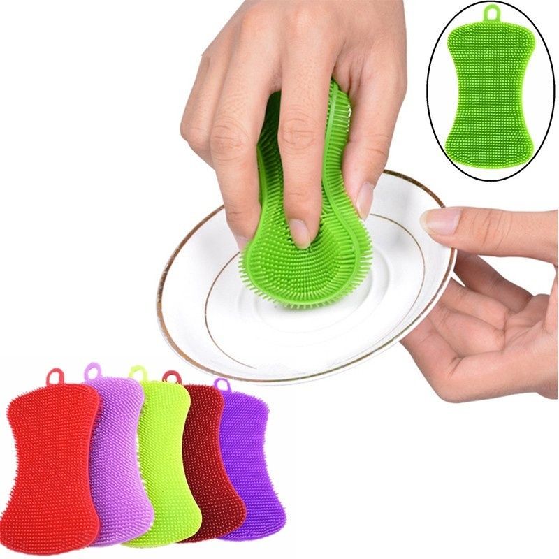 2020 Silicone Dish Washing Sponge Scrubber Kitchen Cleaning