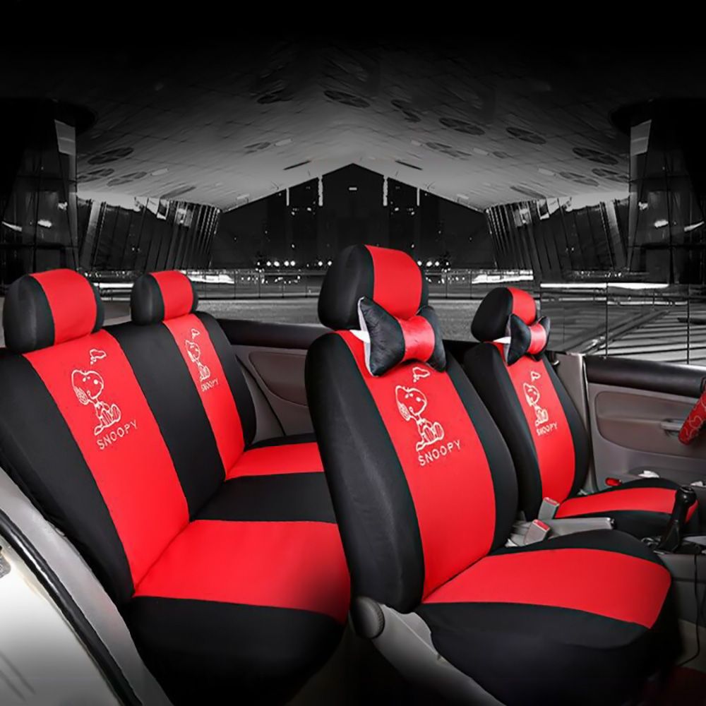 Automobiles Seat Covers Universal Lycra Cotton Knit Cartoon Cushion Cover For Car Protector 10pcs