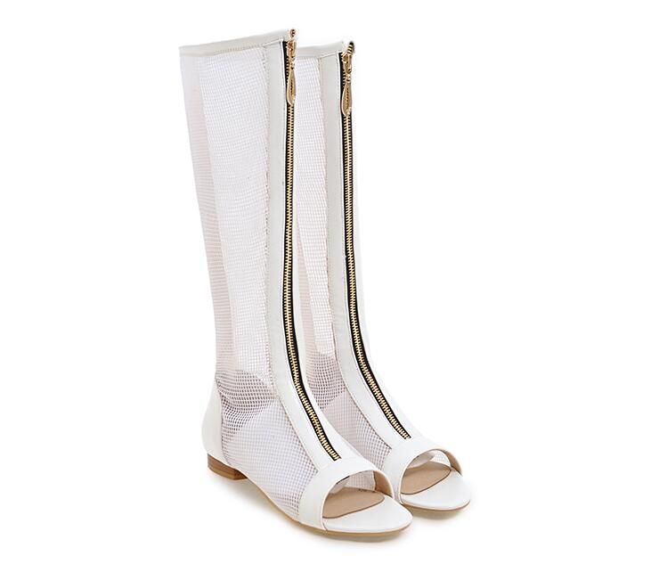 white peep toe flat shoes