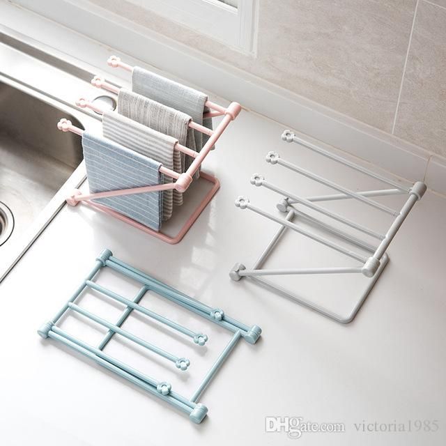 Kitchen Storage Racks Holders Collapsible Vertical Rag Towel Hanger Tabletop Rack Holder Shelf