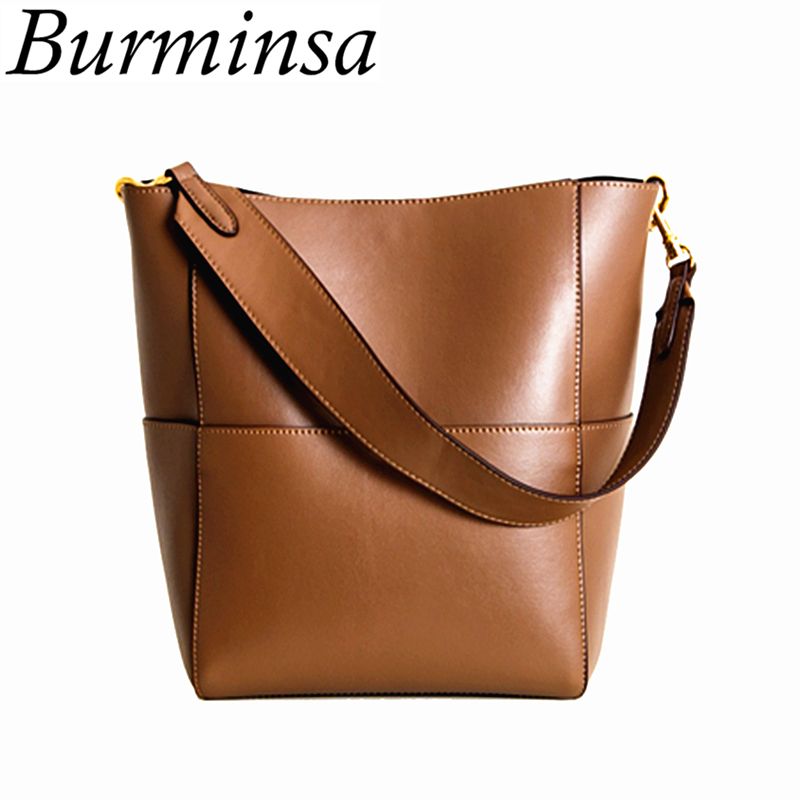 Burminsa Wide Strap Bucket Bags Women PU Leather Large Designer Handbags High Quality Causal ...
