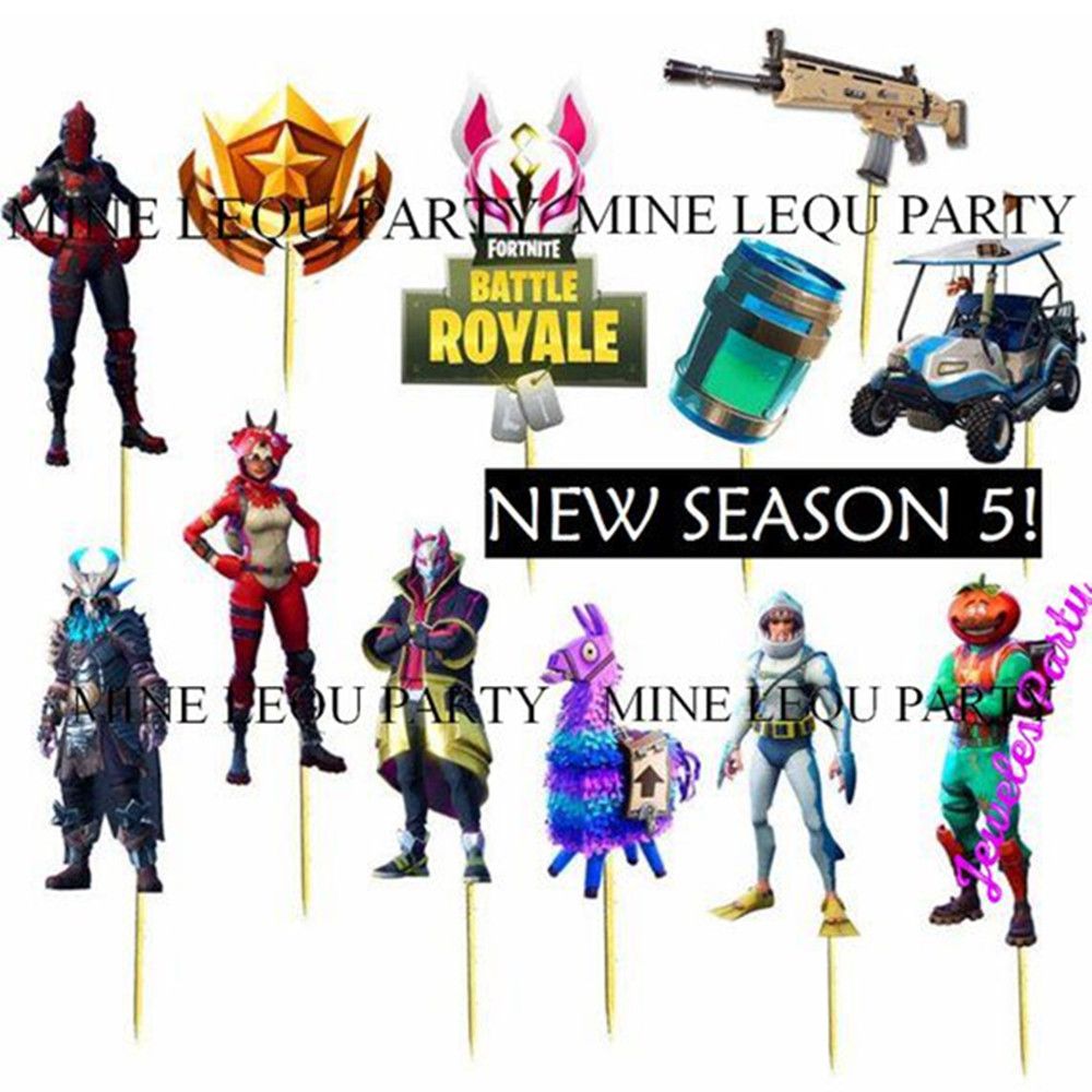 2019 series 5 fortnite theme party pcandy bar cupcake toppers pick fruit picks baby shower kids birthday party supplies from kxb01 1 21 dhgate com - fortnite cake decorations party city