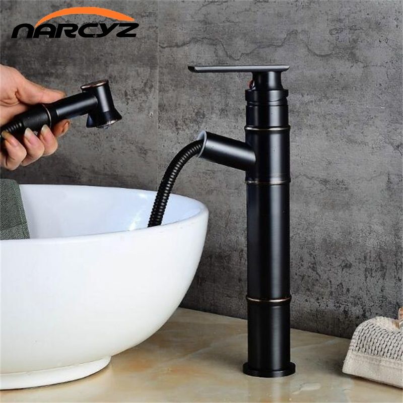Best Quality New Basin Faucet Hot And Cold Bathroom Wash Best Quality New Basin Faucet Hot And Cold Bathroom Wash Pull Out Crane Copper Sink Water Tap Black Antique B530 At