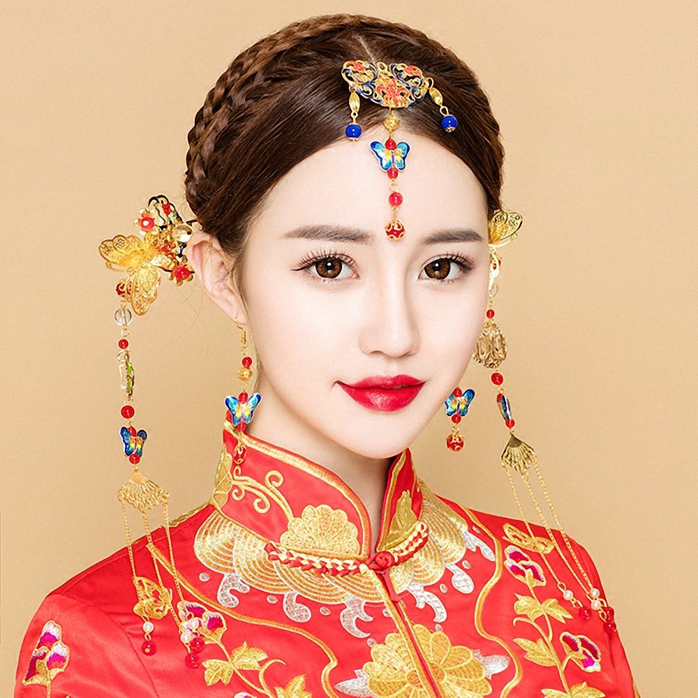 Ethnic Hair Jewelry For Wedding Bridal Headdress Chinese Style