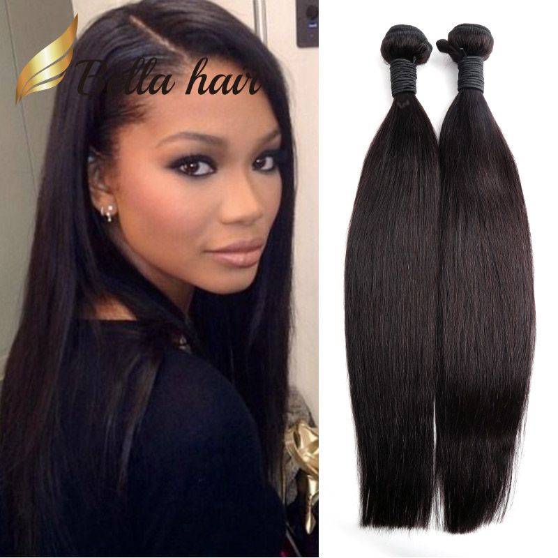 Double Weft Peruvian Hair Weave Weft Natural Black Color 100