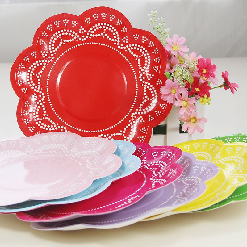 2020 Lace Pastel Flower Paper Plates Pink Blue Purple Paper Plate Cups