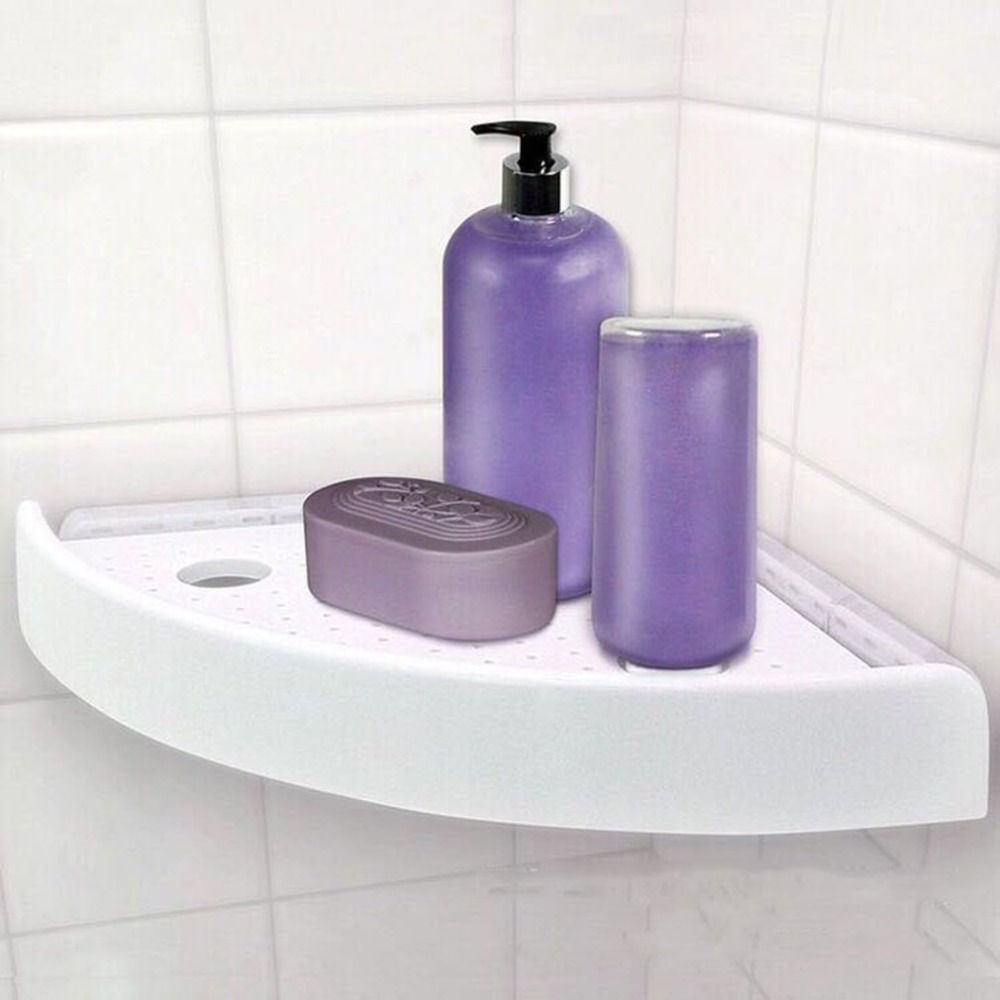 2018 Snap Up Corner Shelf Triangle Bathroom Wall Mount 2018 Snap Up Corner Shelf Triangle Bathroom Wall Mount Storage Holder Rack Non Marking With Hooks Easy To Install From Chenjong
