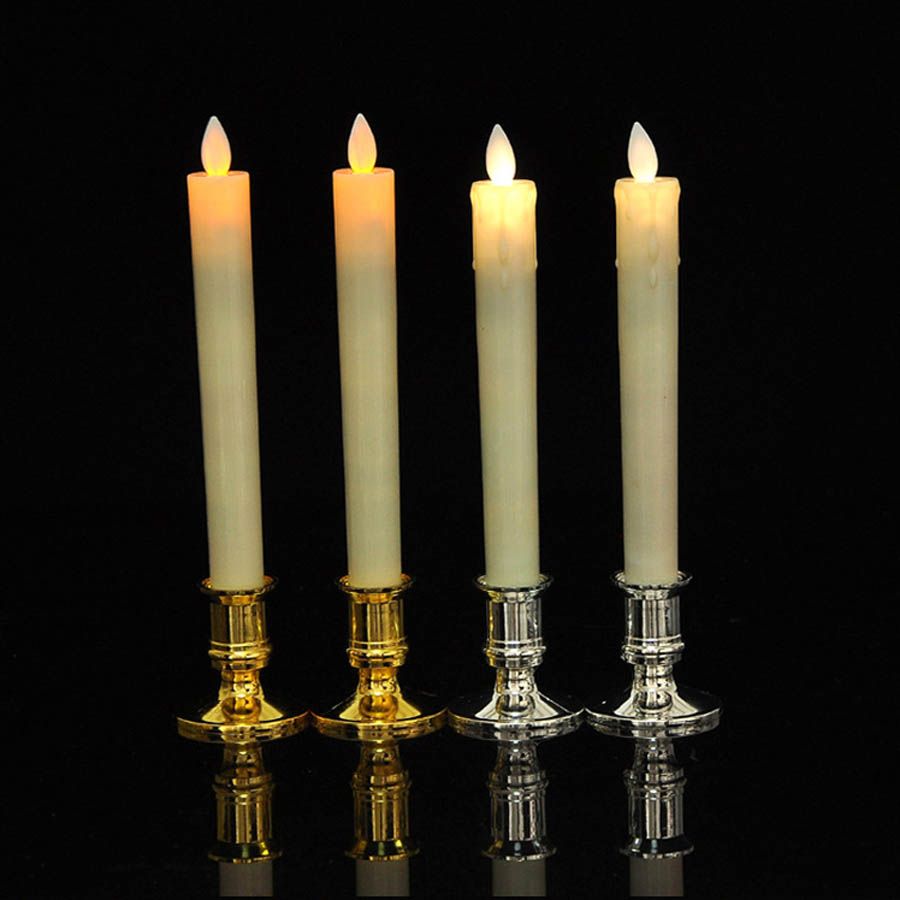 2019 Moving Wick Flameless LED Candlestick Long Taper Candle Dancing