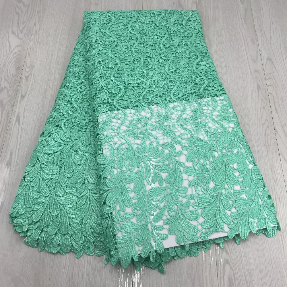 5 Yard Mint Green Color Polyester Lace Fabric,high Quality African Lace