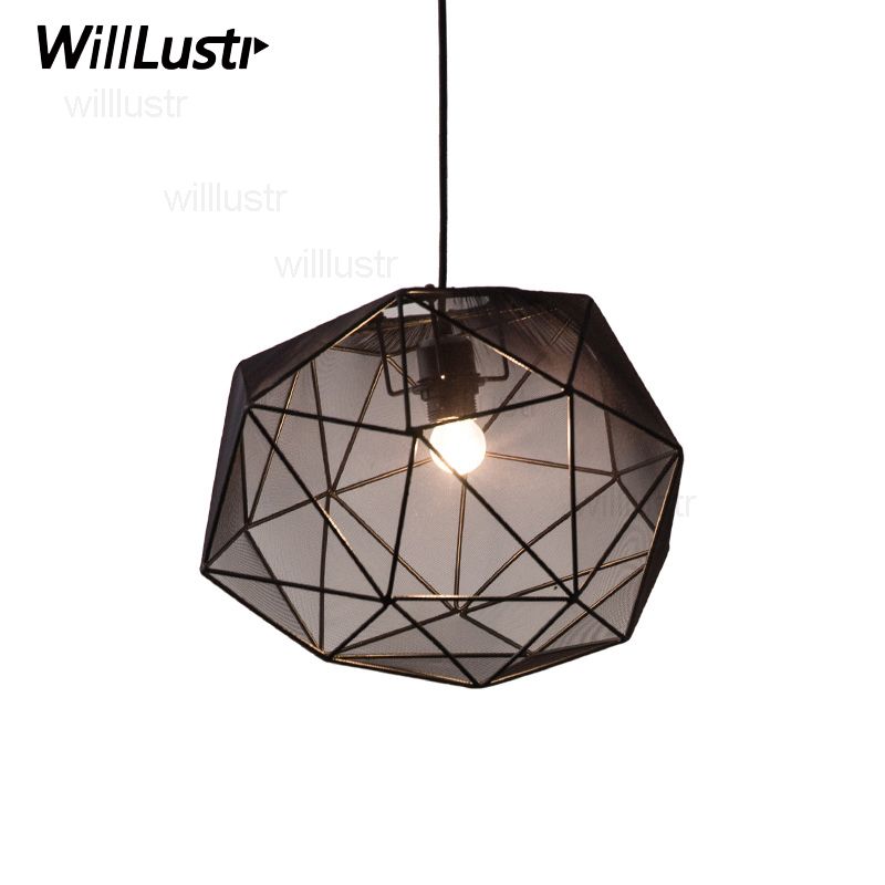 Iron Diamond Fabric Pendant Lamp Suspension Light Nordic Style Design Dinning Room Bedroom Home Foyer Black White Hang Lighting Parlor
