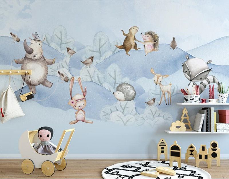 Gratuit Images Acheter Personnalise 3d Photo Papier Peint Nordique Cartoon Foret actualisé par