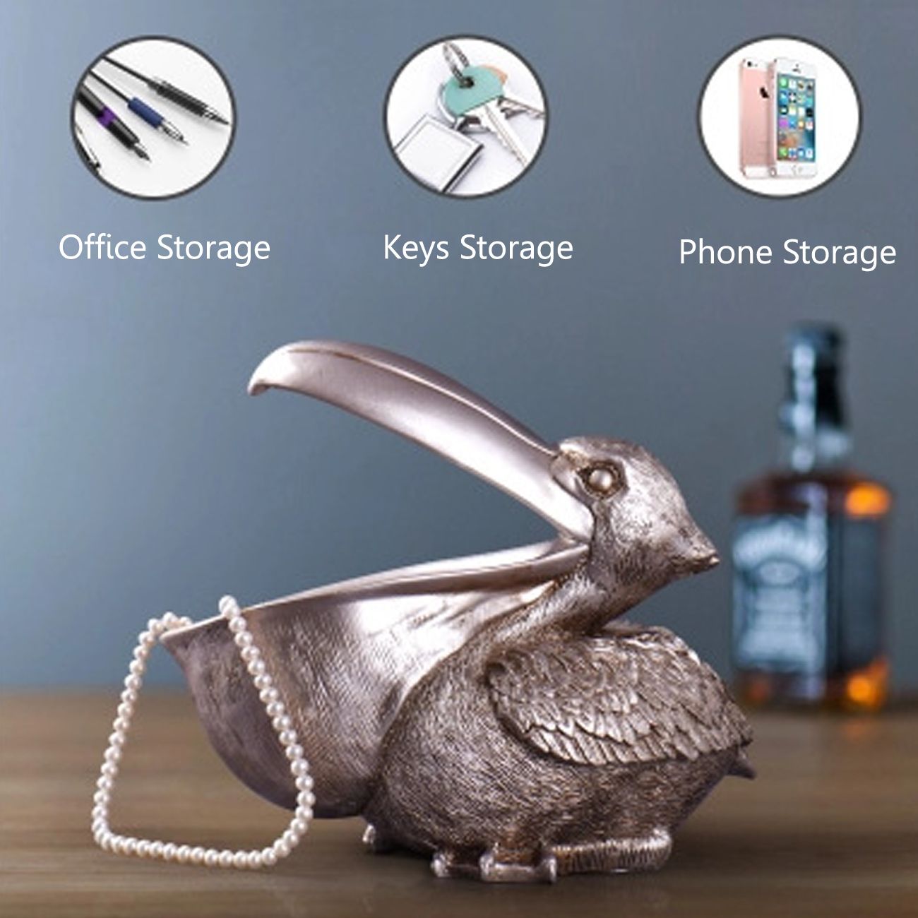 Resin Storage Box Pelican Bird Jewellery Box Vintage Decoration Pewter Ornament Giftware Birthday/Mother Day Gift Home Living Room Decor Storage Box Jewelry ...