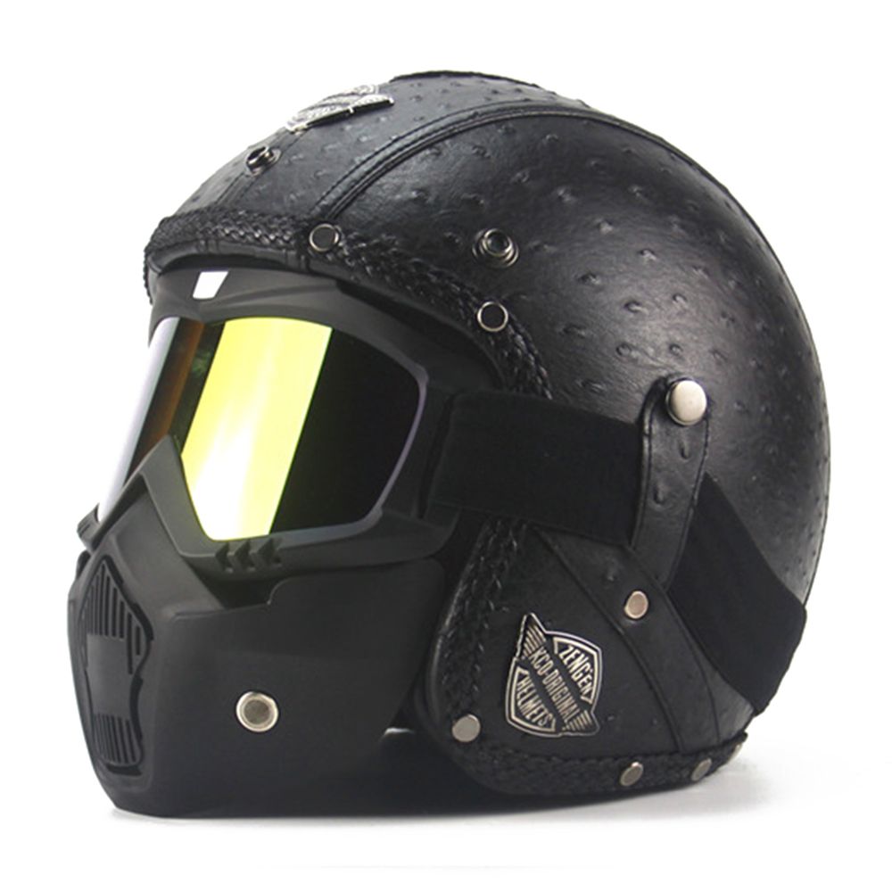 New Retro Vintage Motorcycle Helmet Synthetic Leather Moto New Retro Vintage Motorcycle Helmet Synthetic Leather Moto Cruiser Touring Chopper 3 4 Open Face Dot Glasses Mask Sport Helmets Sportbike
