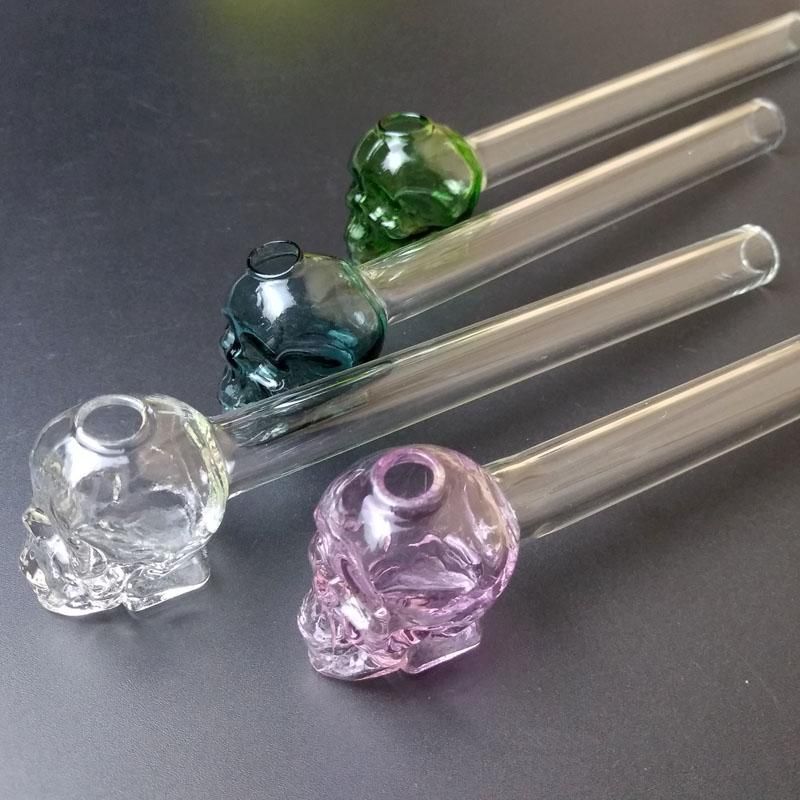 2020 14cm Thick Glass Oil Burner Pipes Tobacco Skull Glass Pipe Heady