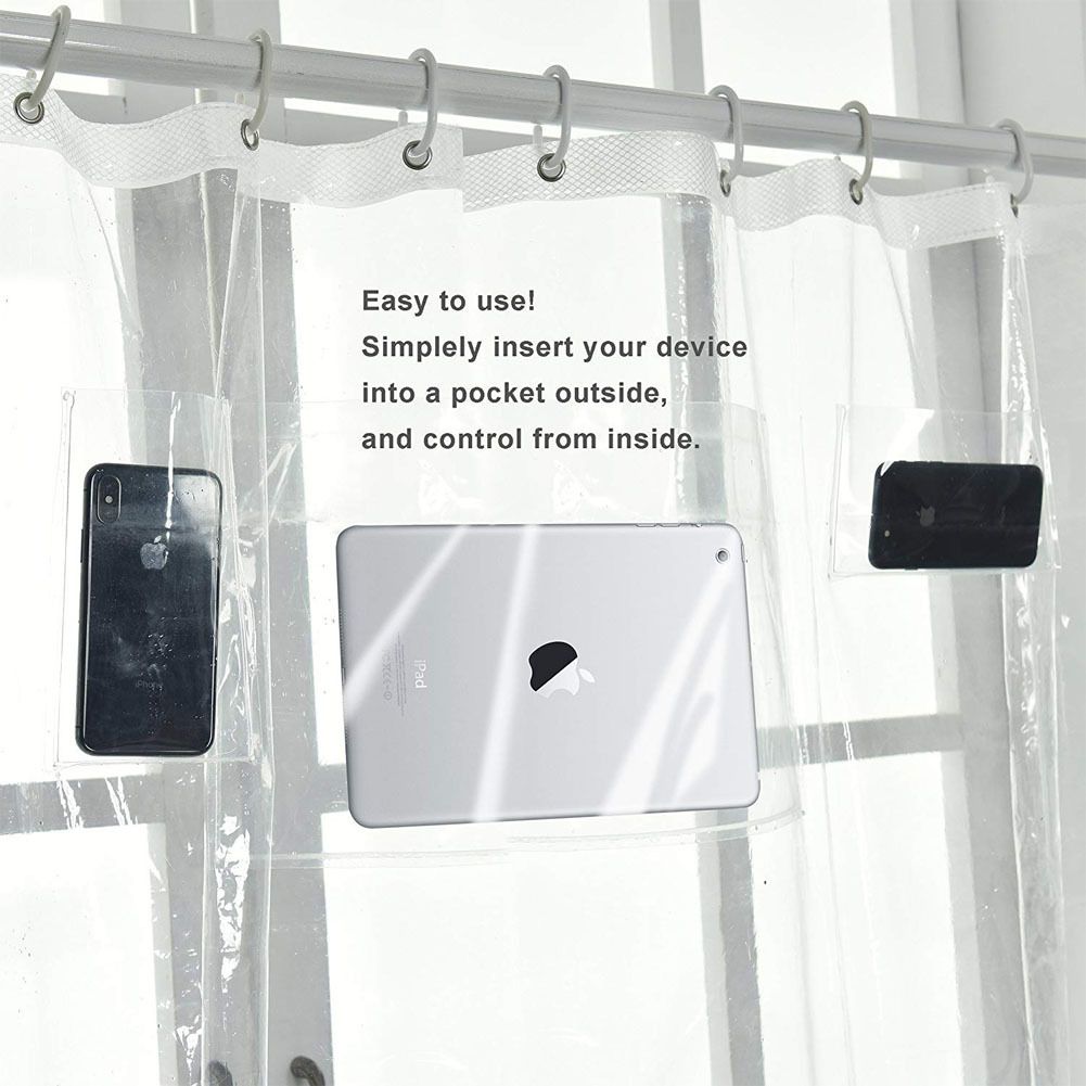 2019 Transpa Bath Shower Curtain Ipad Phone Tablet Holder Clear 2019 Transpa Bath Shower Curtain Ipad Phone Tablet Holder Clear With Pockets For Touchscreen Devices Bathroom Z248 From