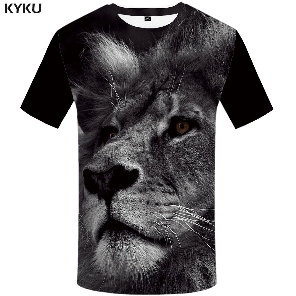 kyku lion t shirt animal 3d t shirt design mens clothing plus size plus size funny tees
