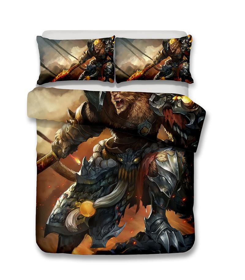 3d game league of legends against buddha sun wukong printed bedding